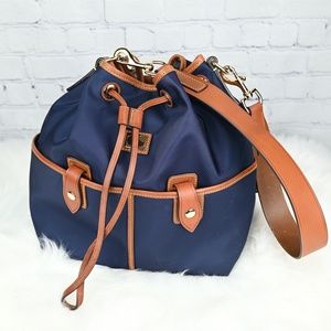 Dooney & Bourke Navy Nylon Wayfarer Drawstring Bucket Handbag